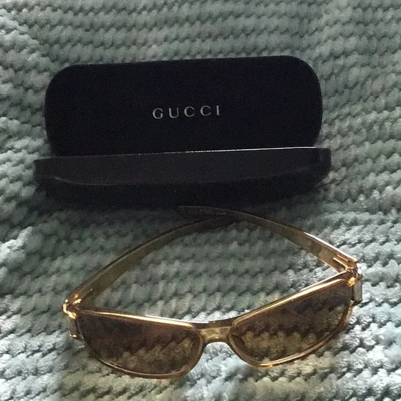 Gucci | Accessories | Gucci Goldtoned Sunglasses With Black  display picture 2